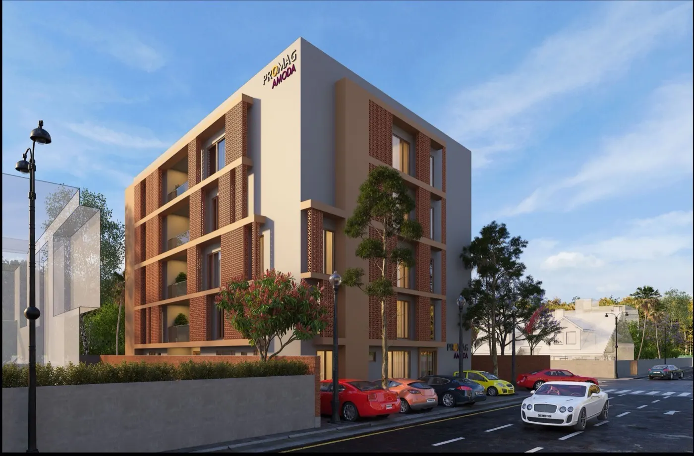 Amoda: project elevation and photograph