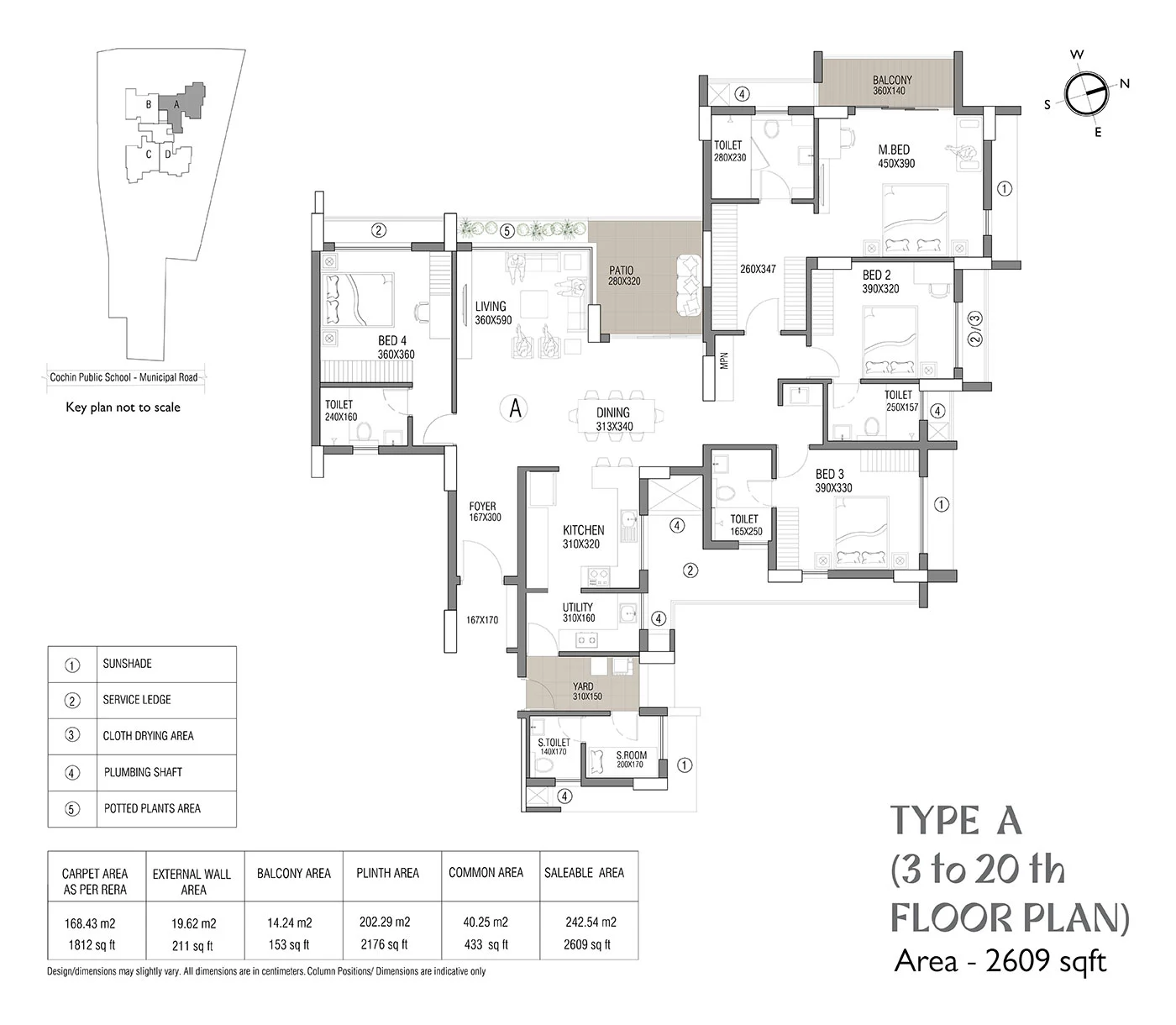 Official SFS Homes floor-plan image: Type A (3rd to 20th Floor). Source image SHA-256 2ac213bf8583.